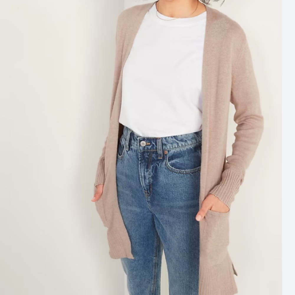 Old Navy Long-line open front sweater cardigan in brown